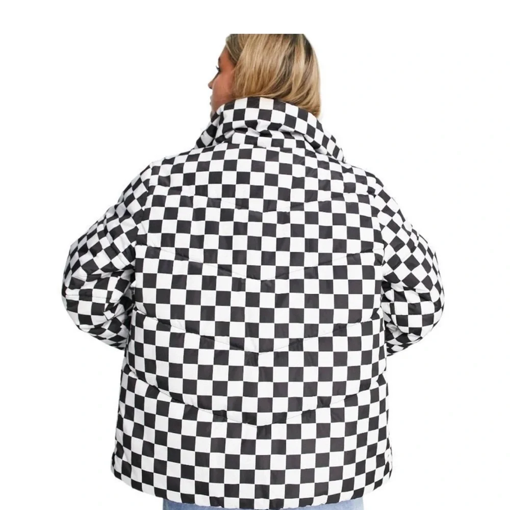 NWOT Vans Foundry Print MTE Black & White Checkerboard Print Puffer Jacket - Picture 9 of 16